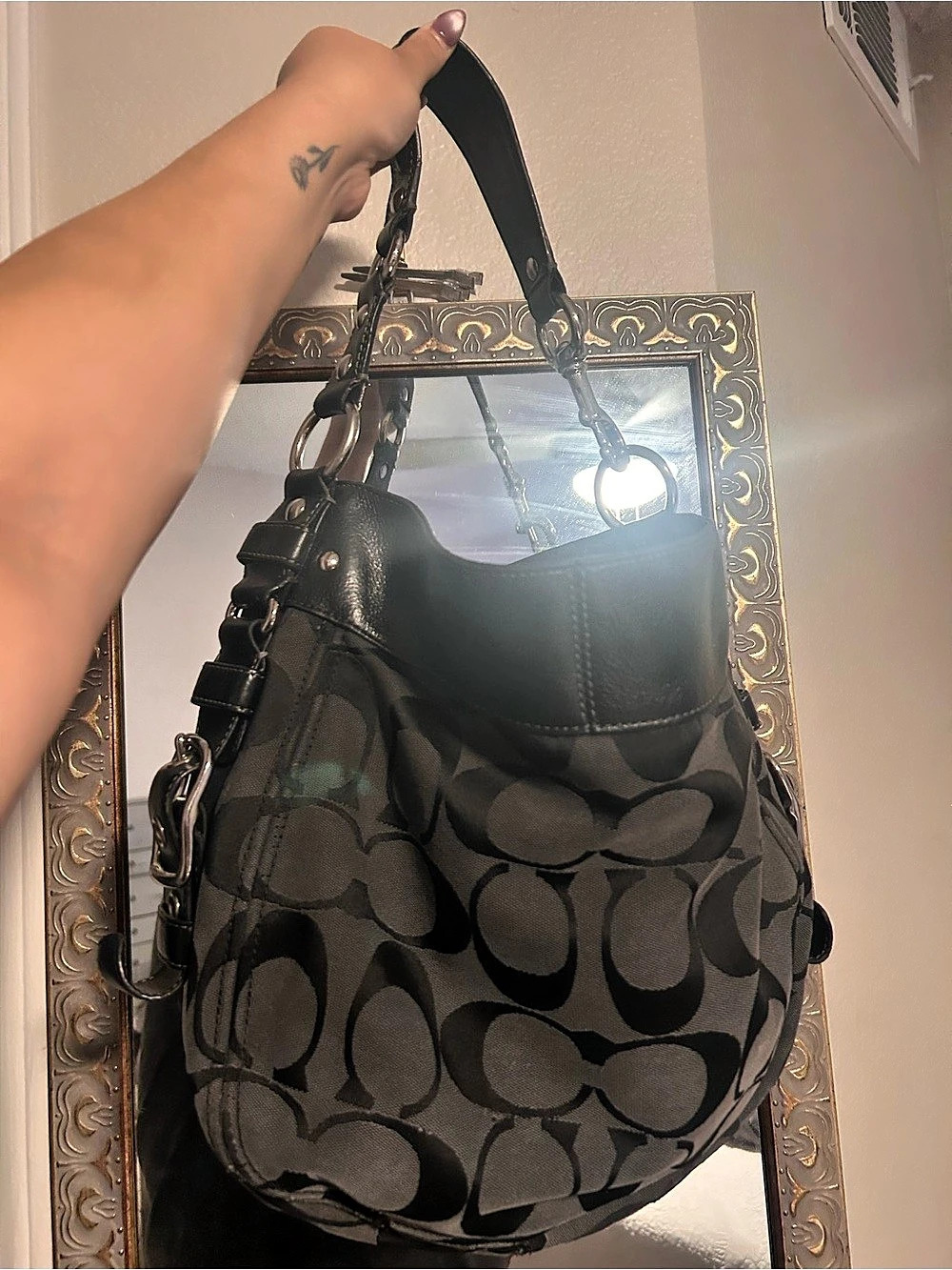 Coach Zoe In Signature Black Gray